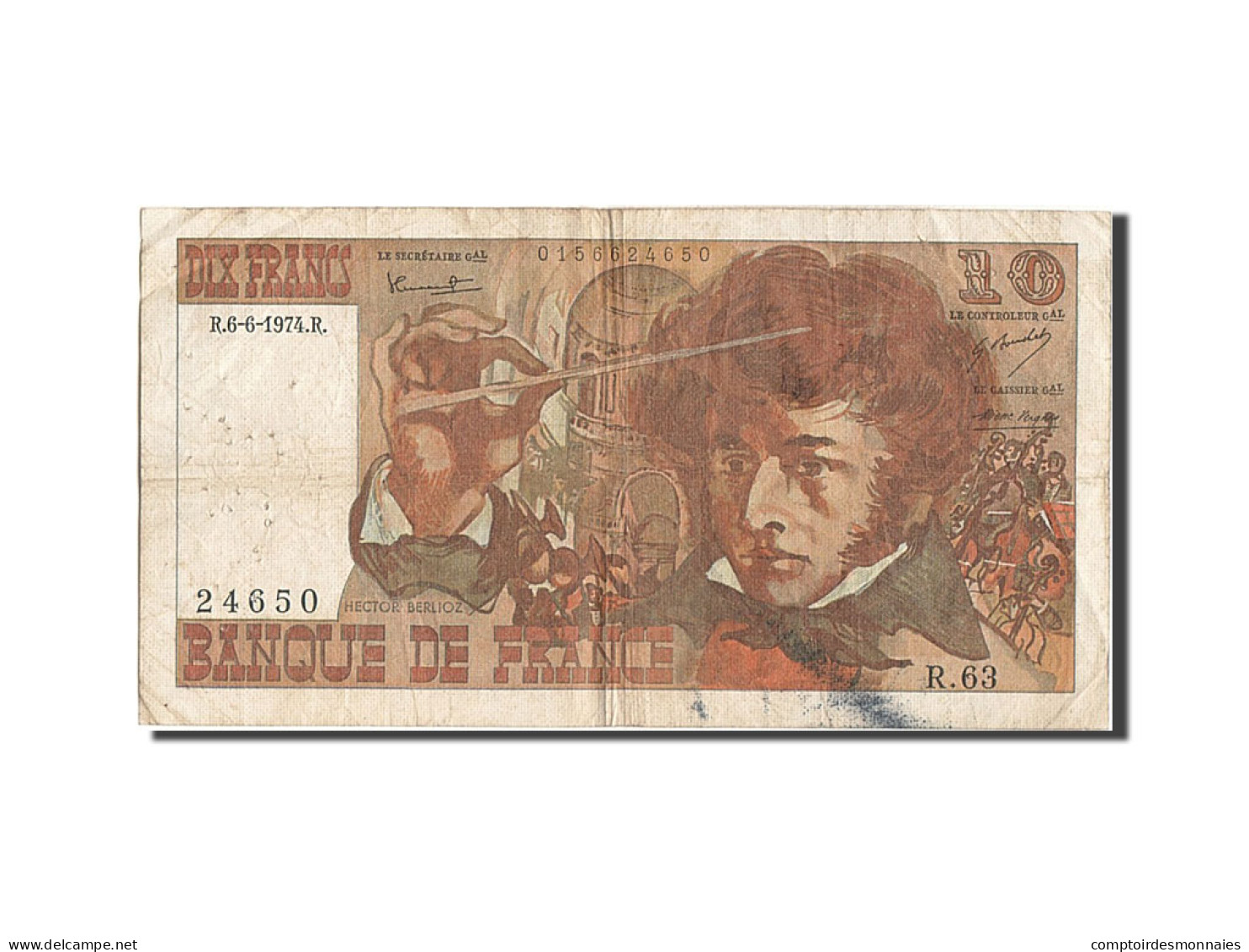 Billet, France, 10 Francs, 10 F 1972-1978 ''Berlioz'', 1979, 1974-06-06, TB - 10 F 1972-1978 ''Berlioz''
