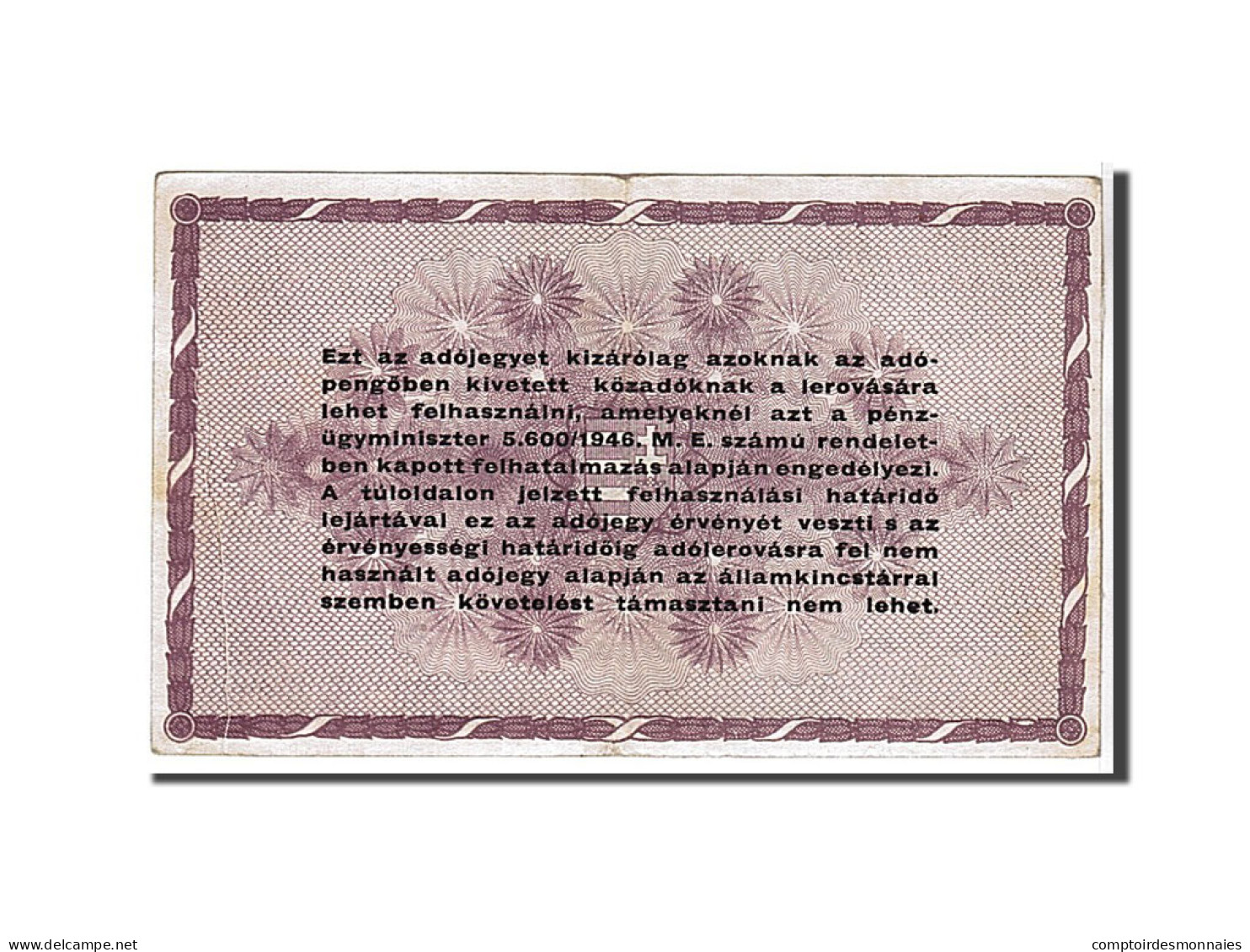 Billet, Hongrie, 100,000 (Egyszázezer) Adópengö, 1946, KM:144a, TTB - Ungarn