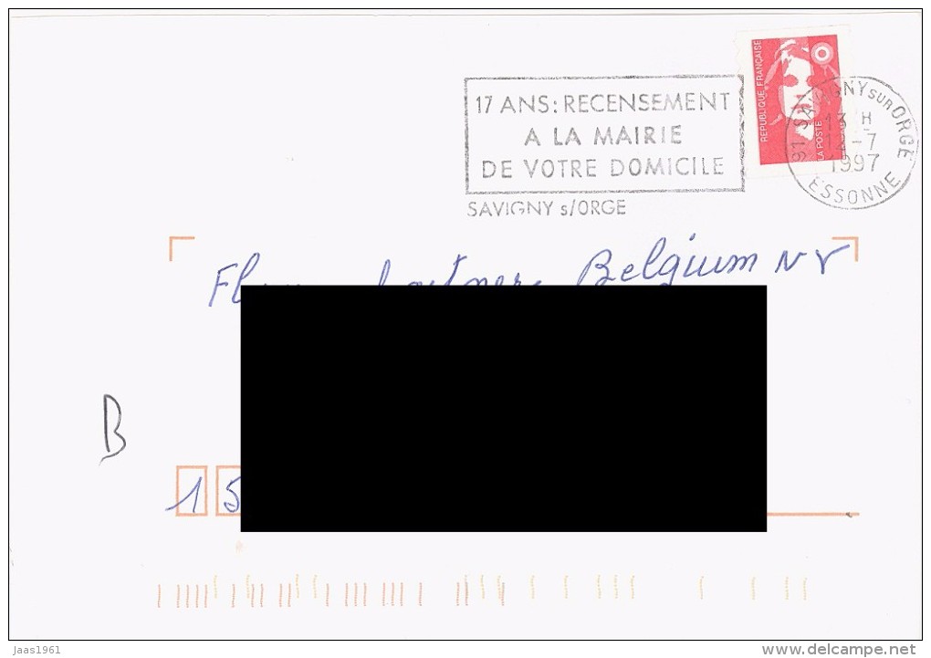 FRANCE. POSTMARK. SAVIGNY. 1997. CENSUS. FLAMME - Otros & Sin Clasificación