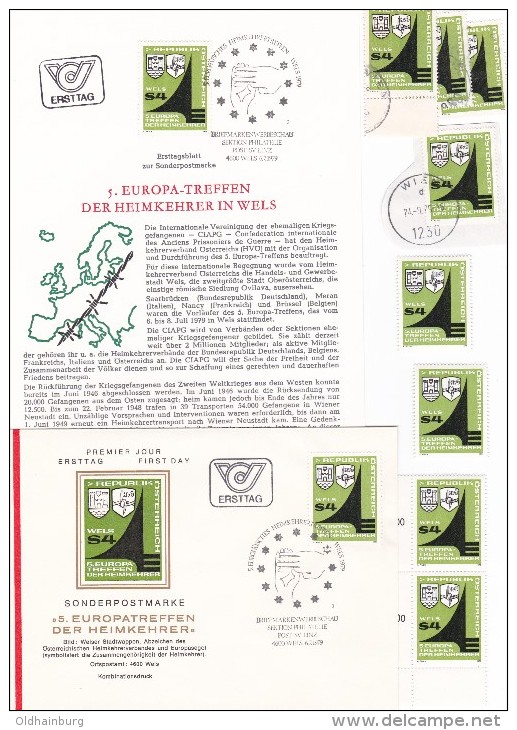 1347c: Stadtwappen Wels, Österreich 1979, ETB+ FDC+ 8 Stück **/o Briefmarken - Wels