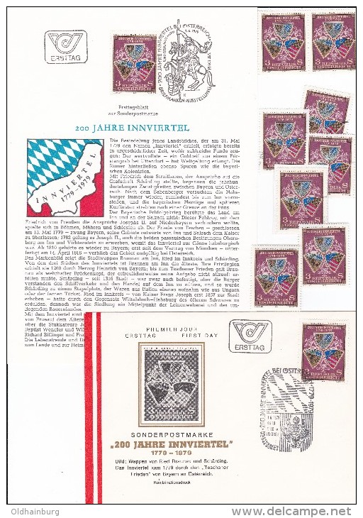1347t: Stadtwappen Braunau- Innviertel, Österreich 1979, ETB+ FDC+ 8 Stück **/o Briefmarken - Braunau