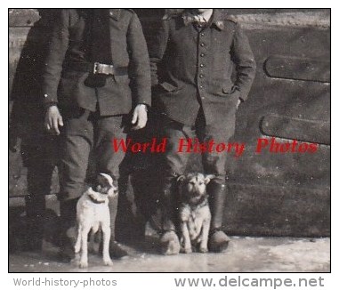 Photo Ancienne - Lieu à Identifier - Groupe De Militaire Avec Chien Devant Péniche BRIARE P9720F - Dog Hund - Guerra, Militari