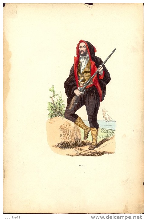 Litho - Ets Gravure - Folklore Klederdracht Costum - Corse - Markaerdt - Estampes & Gravures