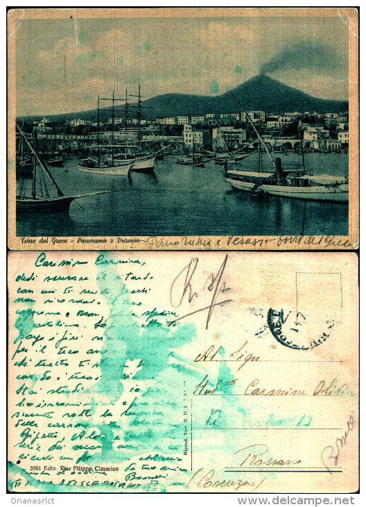 1021) Cartolina   Torre Del Greco-panorama E Vesuvio Ed.filippo Cimmino - Torre Del Greco