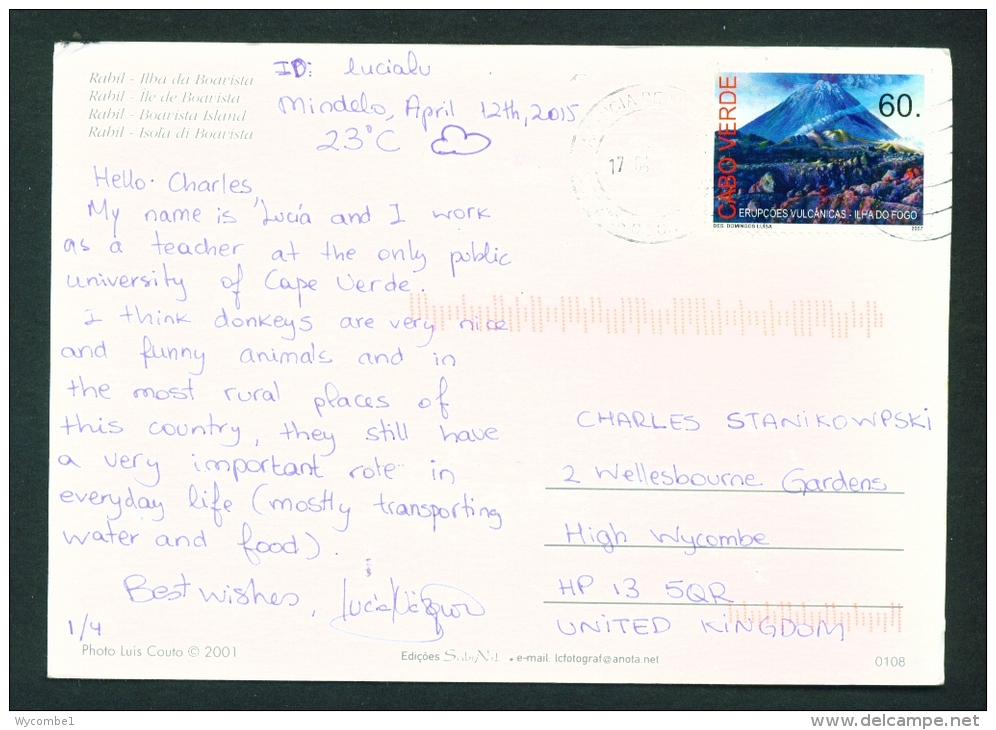 CAPE VERDE  -  Rabil  Boavista  Used Postcard As Scans - Cap Verde