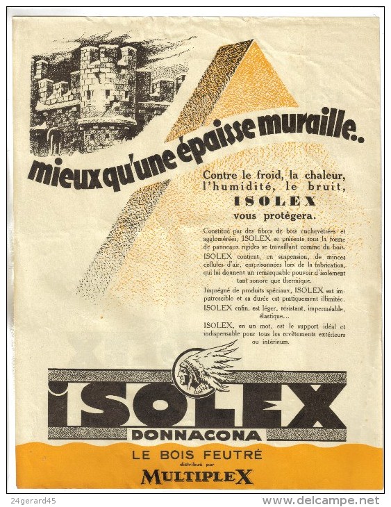 AFFICHETTE PUBLICITAIRE 21 X 27 Cm PRODUITS ISOLATION - ISOLEX DONNACONA - Werbung