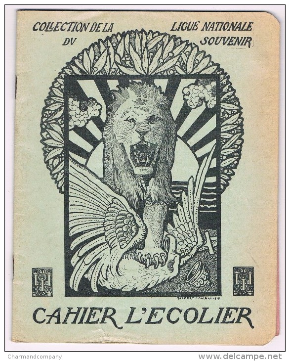 Cahier D´écolier 1919 - Illustr. De G. Combaz, Ligue Nationale Du Souvenir, Nieuport, Ave De La Gare Et Rue Longue - Autres & Non Classés