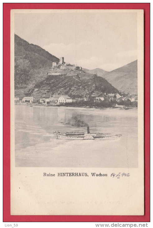 169479 / Ruine Hinterhaus In Der Wachau - DANUBE RIVER SHIP 1922   Austria Österreich Autriche - Wachau
