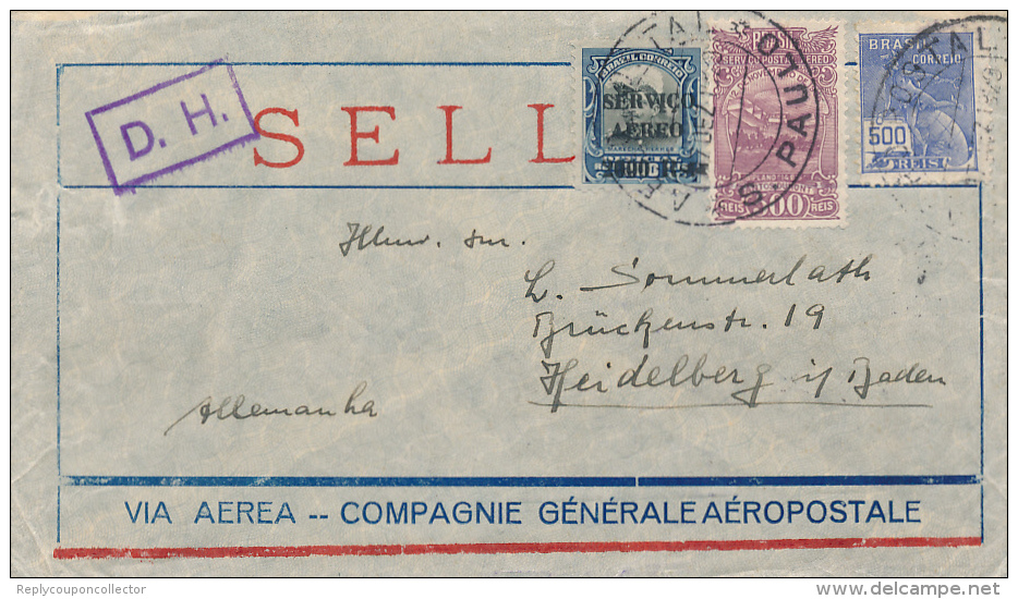 SAO PAULO , 1929 , Brief Nach Heidelberg - Lettres & Documents