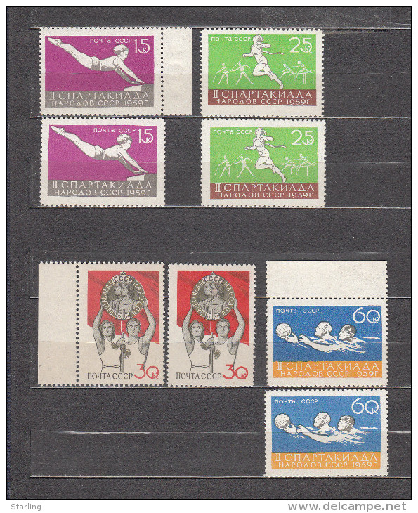 Russia USSR 1959 Mi# 2249-2252 Sport Spartakiad MNH * * Different Shade  With VARIETY !!! - Ungebraucht