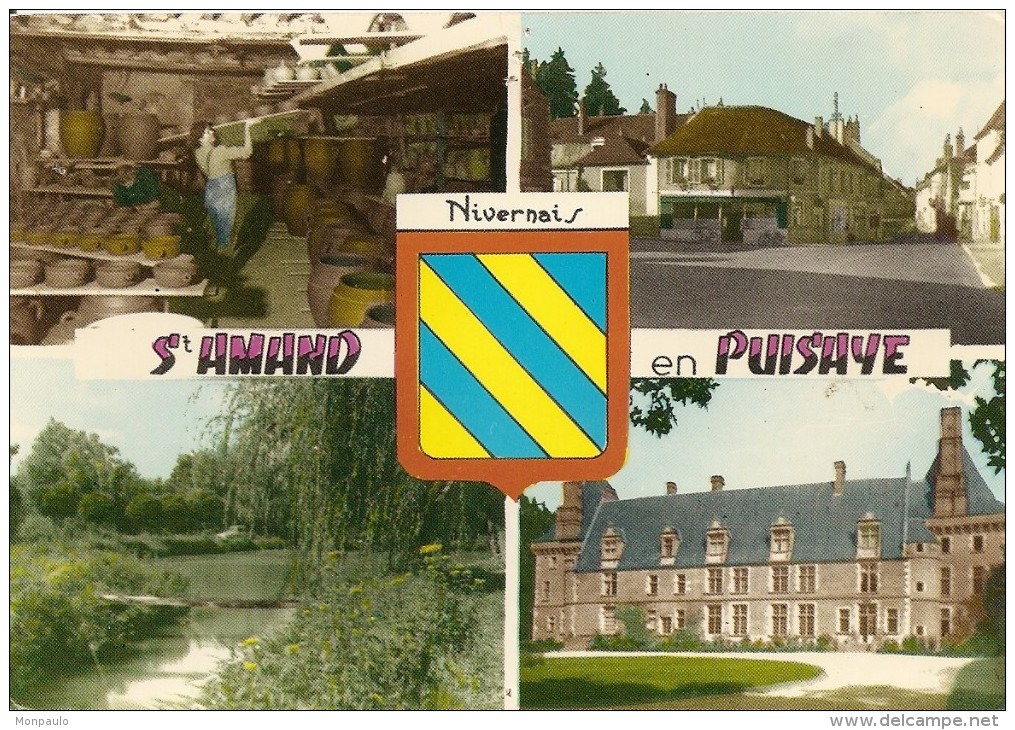 58. CPM. Nièvre. Saint-Amand-en-Puisaye. Multi-vues (4 Vues) - Saint-Amand-en-Puisaye