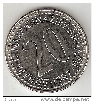 Yogoslavia  20  Dinara  1987   KM112  Unc !! - Yougoslavie