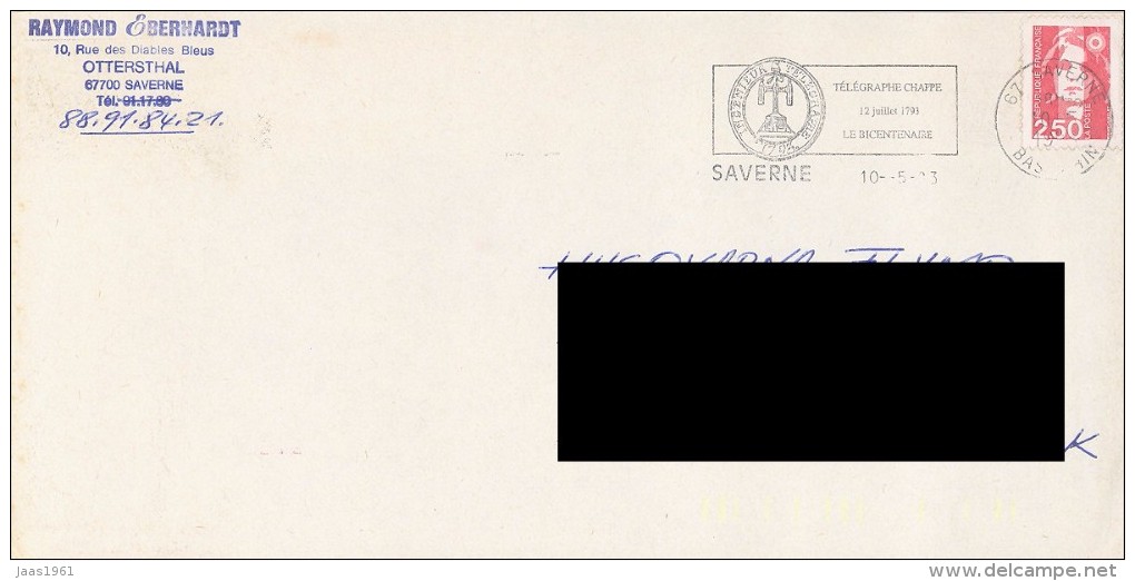 FRANCE. POSTMARK. SAVERNE. TELEGRAPH. FLAMME - Otros & Sin Clasificación