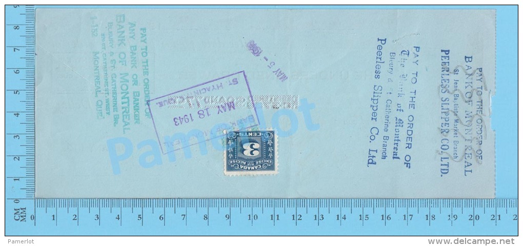 Montreal  Quebec Canada 1943  Due ( $18.03, The Undersigned Drawer, Tax Stamp FX 64 ) 2 SCANS - Schecks  Und Reiseschecks