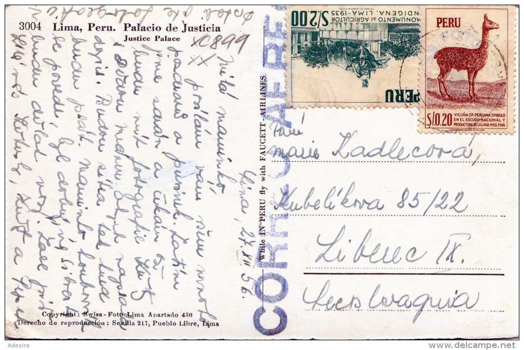 PERU Lima, 2 Sondermarken - Palacio De Justicia, Fotokarte Gel.1956 - Peru