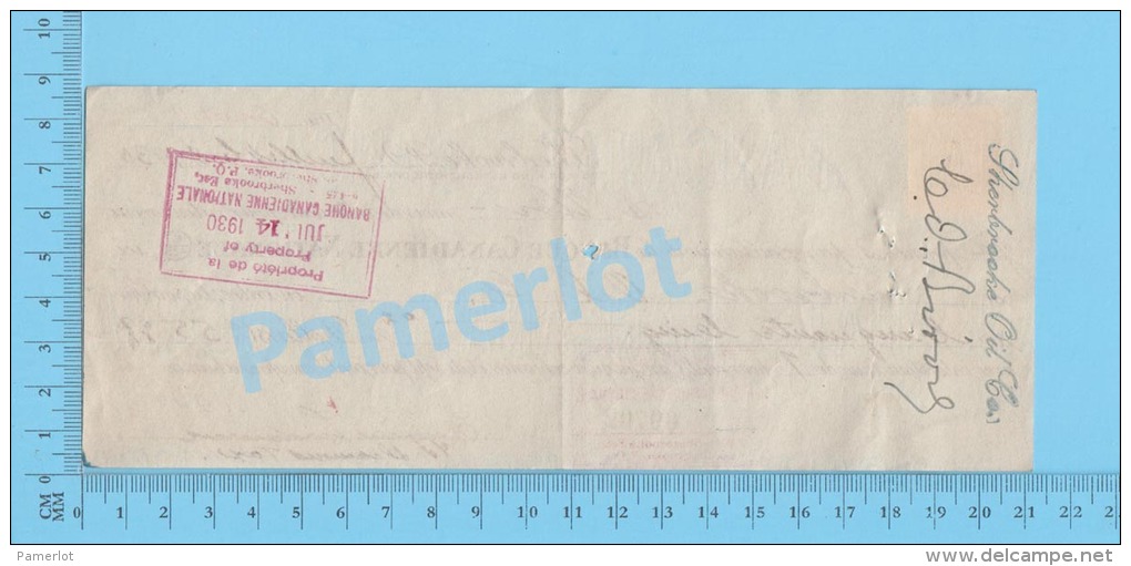 Sherbrooke  Quebec Canada 1930 Billet ( $55.02 à 7%,  Banque Canadienne,  Tax Stamp  FX 36 )  2 SCANS - Cheques En Traveller's Cheques