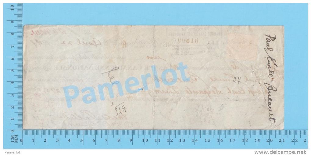 Sherbrooke  Quebec Canada 1947 Pret Sur Billet  ( $275.00 à 6%, Banque Canadienne Nationale  Tax Stamp  FX 69 )  2 SCANS - Cheques En Traveller's Cheques