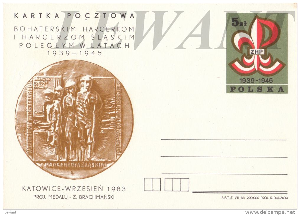 W POLAND - 1983.09.02. Cp 844 Monument In Katowice The Scouts, Who Died In The Years 1939 -1945 - Entiers Postaux