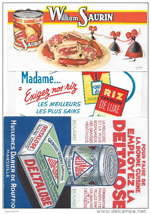 Buvard :  Lot  De 3  (Alimentation)  =>  "William Saurin"  +  "Riz Caroline" + "Deltalose" - Autres & Non Classés