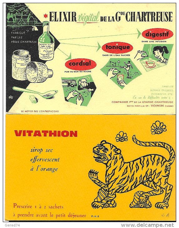 Buvard :  Lot  De 2  (médecine - Médicament)  =>  "Elixir Gde Chartreuse"  +  "sirop Vitathion" - Other & Unclassified