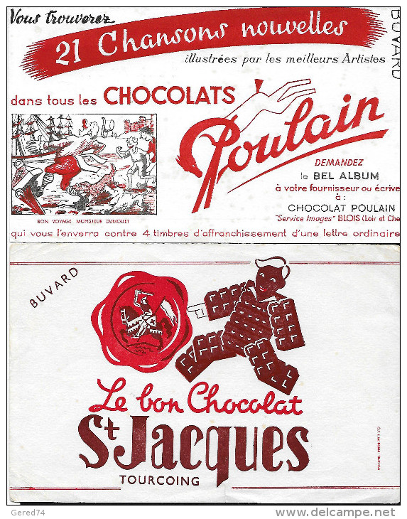 Buvard :  Lot  De 2  (Alimentation)  =>  "Chocolat Poulain"  +  "Chocolat St Jacques" - Other & Unclassified