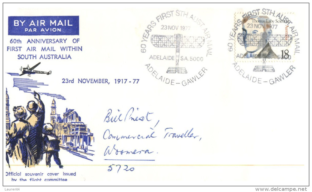 (666) Australia - Aviation Cover - 1977 - 60th Anniversary Of First Air Mail Flight Within South Australia - Erst- U. Sonderflugbriefe