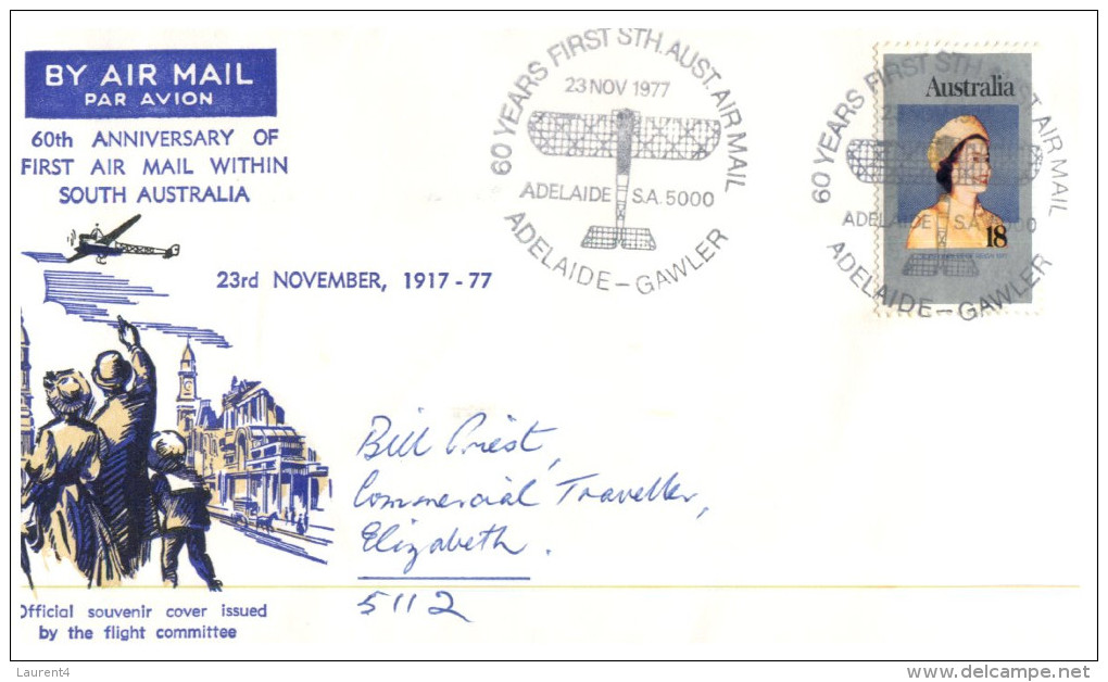 (666) Australia - Aviation Cover - 1977 - 60th Anniversary Of First Air Mail Flight Within South Australia - First Flight Covers