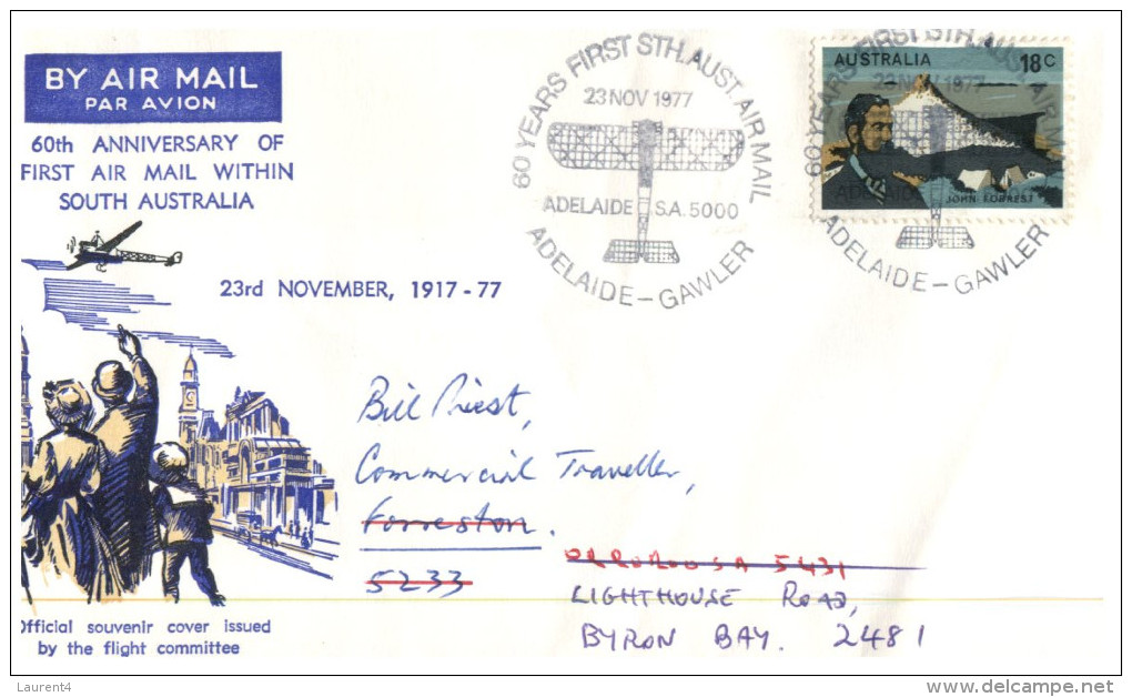 (666) Australia - Aviation Cover - 1977 - 60th Anniversary Of First Air Mail Flight Within South Australia - First Flight Covers