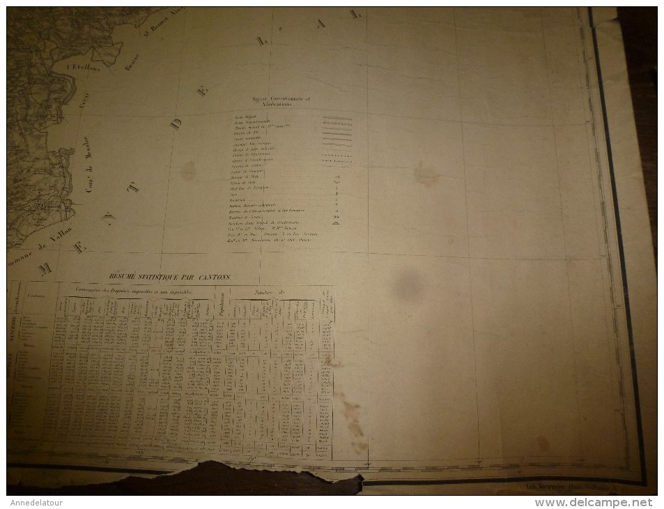 1846? Carte STATISTIQUE Des Cantons De SANCERRE, BOURGES ,St-AMAND, Gravée Par Schwaerzlé, Lith.Kaeppelin Quai Voltaire - Geographical Maps