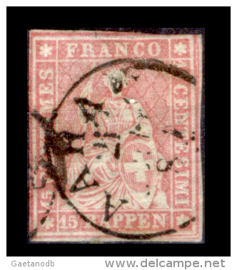 Svizzera-050 - 1854 - Y&T: N.28b (o) - Privo Di Difetti Occulti. - Used Stamps