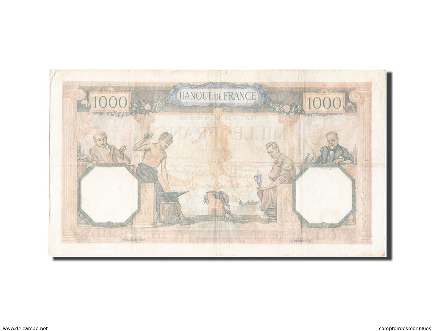 Billet, France, 1000 Francs, 1 000 F 1927-1940 ''Cérès Et Mercure'', 1938 - 1 000 F 1927-1940 ''Cérès Et Mercure''