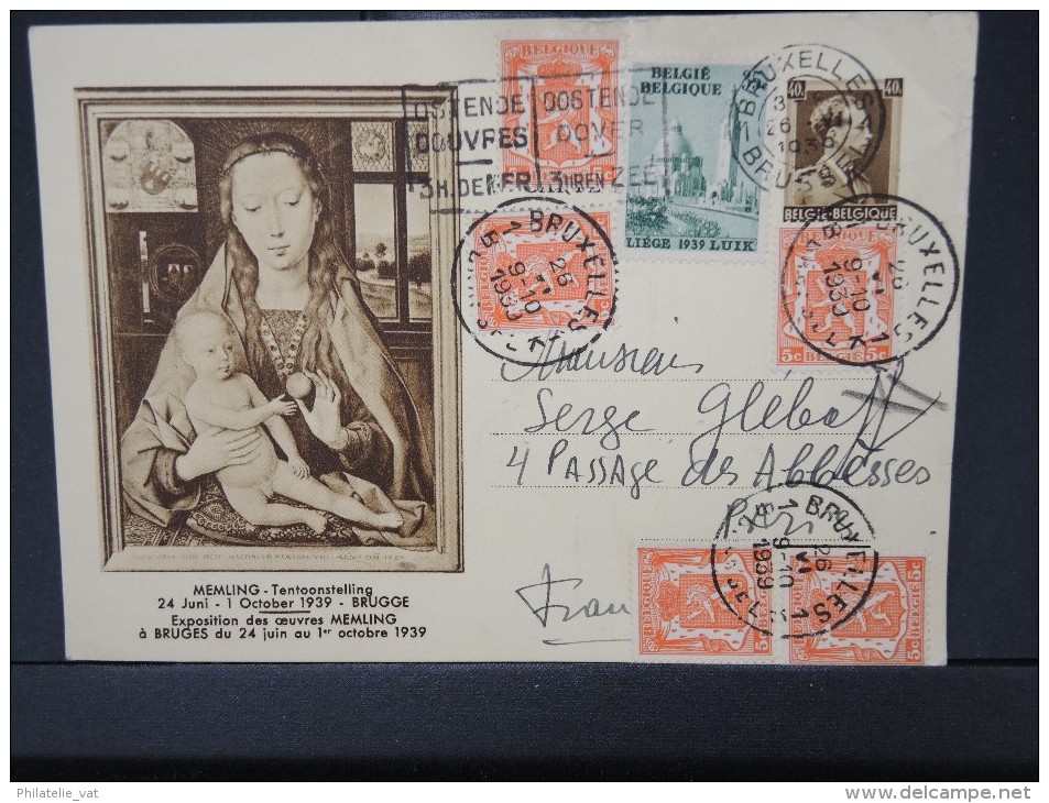 BELGIQUE- Entier Postal Avec Complément D'affranchissement De Bruxelles Pour Paris En 1939 LOT P4091 - Briefkaarten 1934-1951