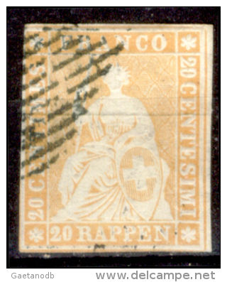 Svizzera-052 - 1854 - Y&T: N.29a (o) - Privo Di Difetti Occulti. - Used Stamps