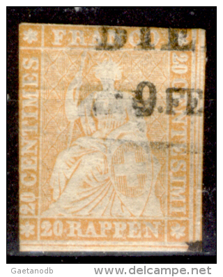 Svizzera-053 - 1854 - Y&T: N.29a (o) - Privo Di Difetti Occulti. - Used Stamps