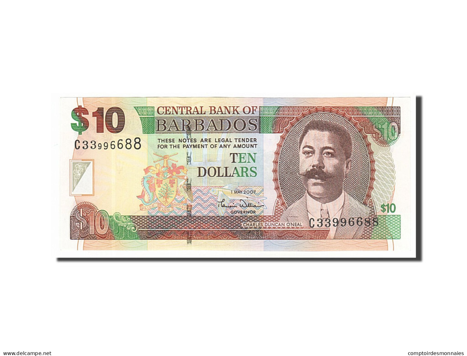 Billet, Barbados, 10 Dollars, 2007, 2007-05-01, NEUF - Barbados (Barbuda)