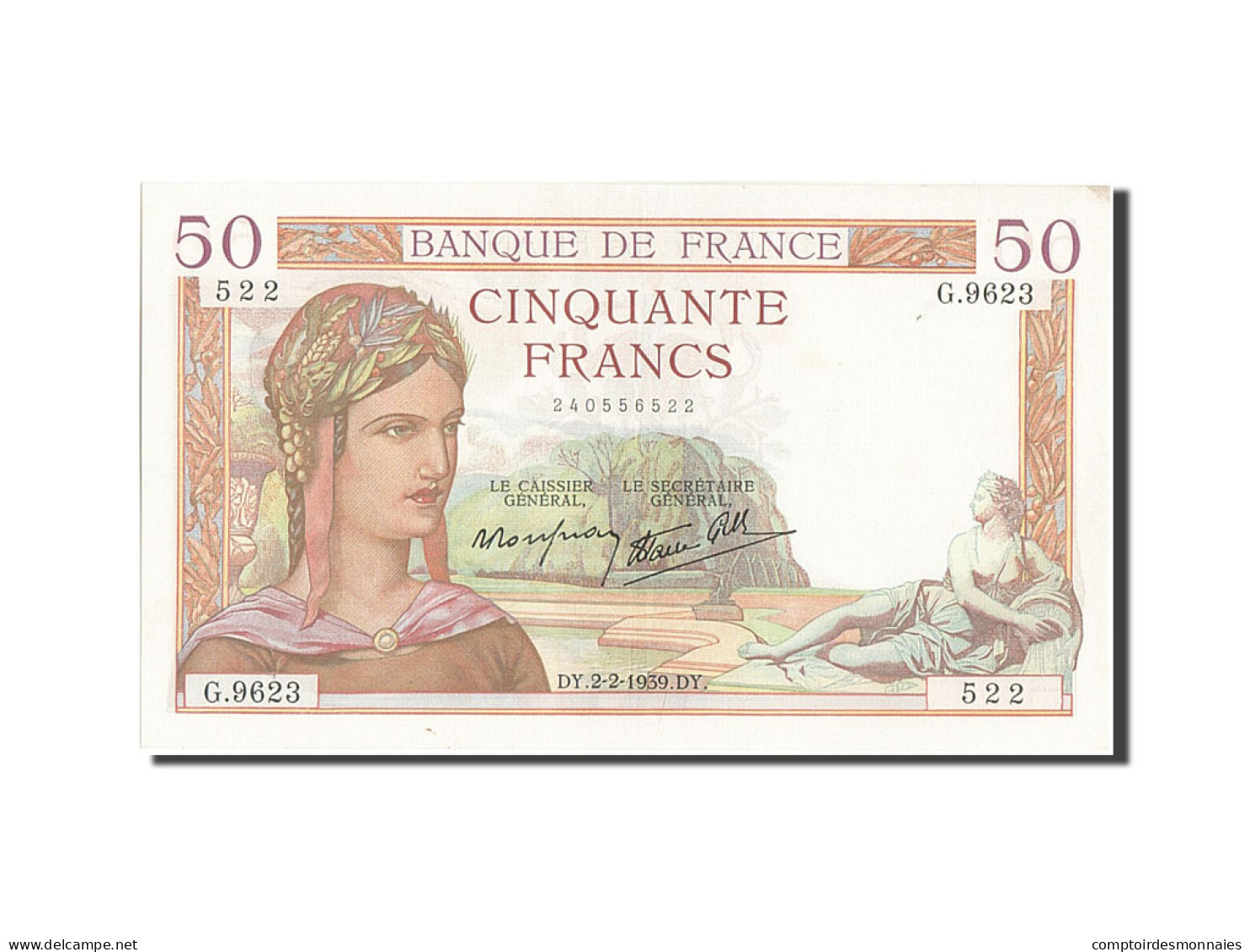 Billet, France, 50 Francs, 50 F 1934-1940 ''Cérès'', 1939, 1939-02-02, TTB - 50 F 1934-1940 ''Cérès''