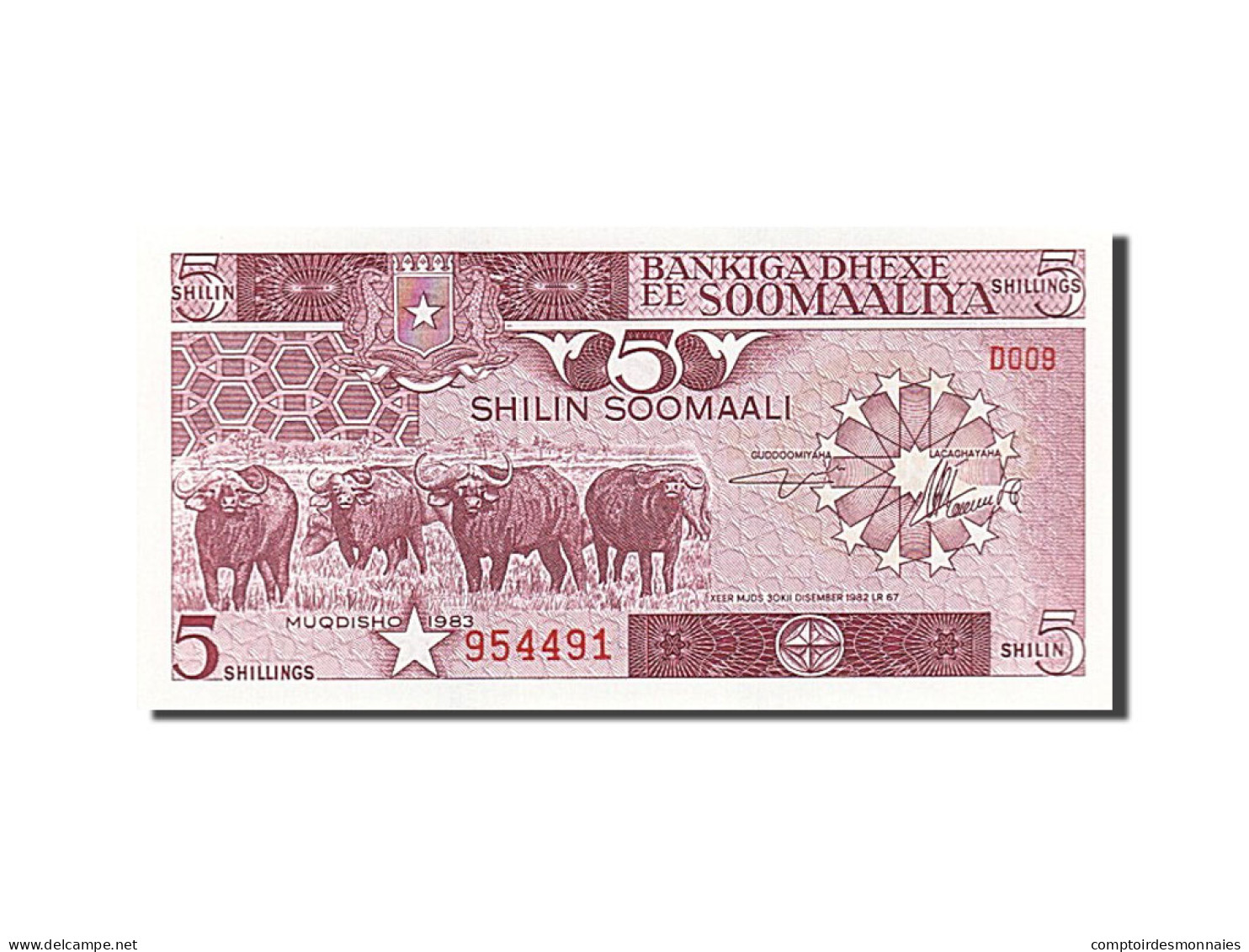 Billet, Somalie, 5 Shilin = 5 Shillings, 1983, 1982-12-30, NEUF - Somalie