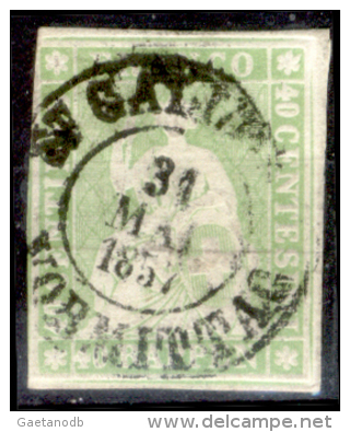 Svizzera-055 - 1854 - Y&T: N.30a (o) - Privo Di Difetti Occulti. - Used Stamps