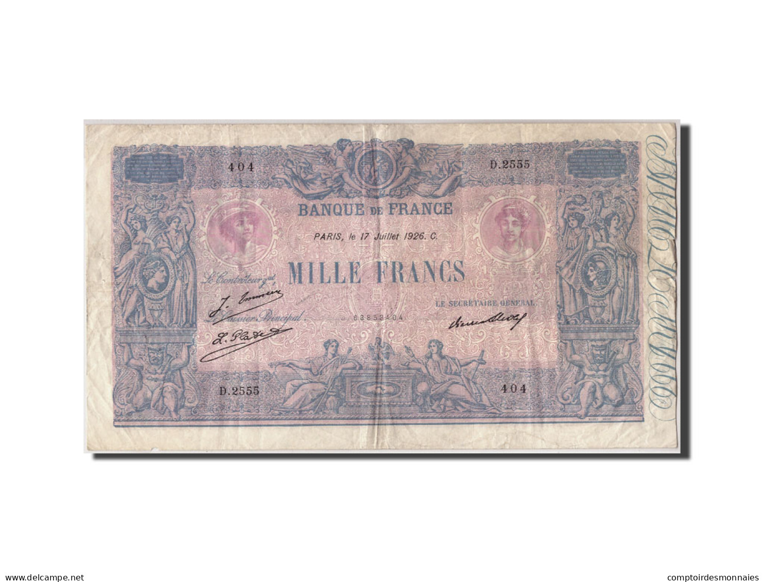Billet, France, 1000 Francs, ...-1889 Circulated During XIXth, 1926, 1926-07-17 - ...-1889 Franchi Antichi Circolanti Durante Il XIX Sec.