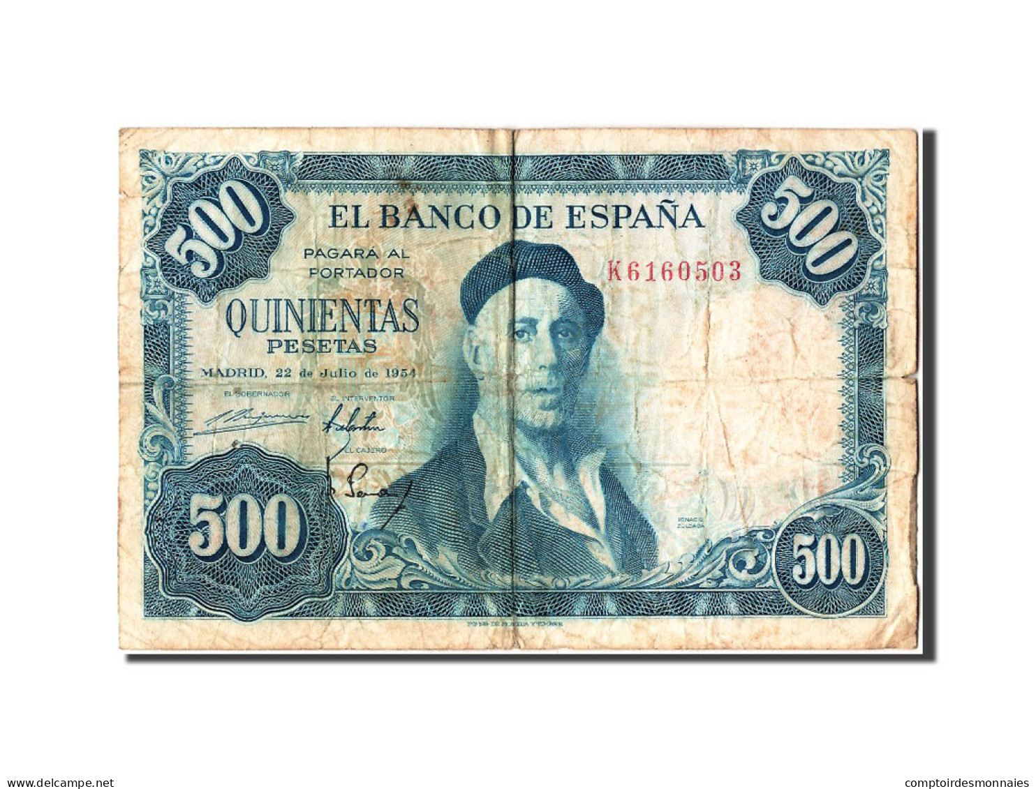 Billet, Espagne, 500 Pesetas, 1954, 1954-07-22, B - 500 Peseten