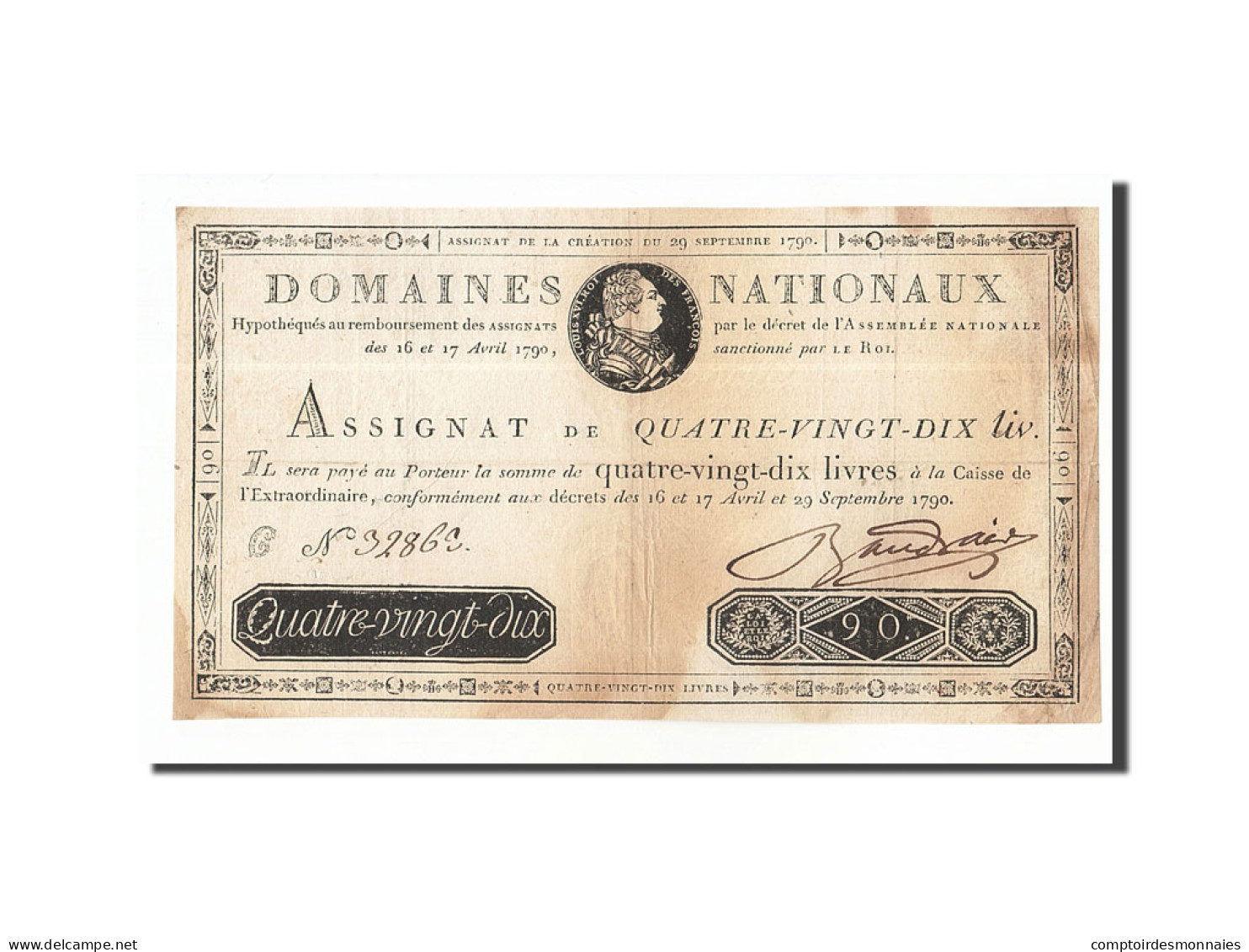 France, 90 Livres, 1790-09-29, 5G, TTB+ - Assignats & Mandats Territoriaux