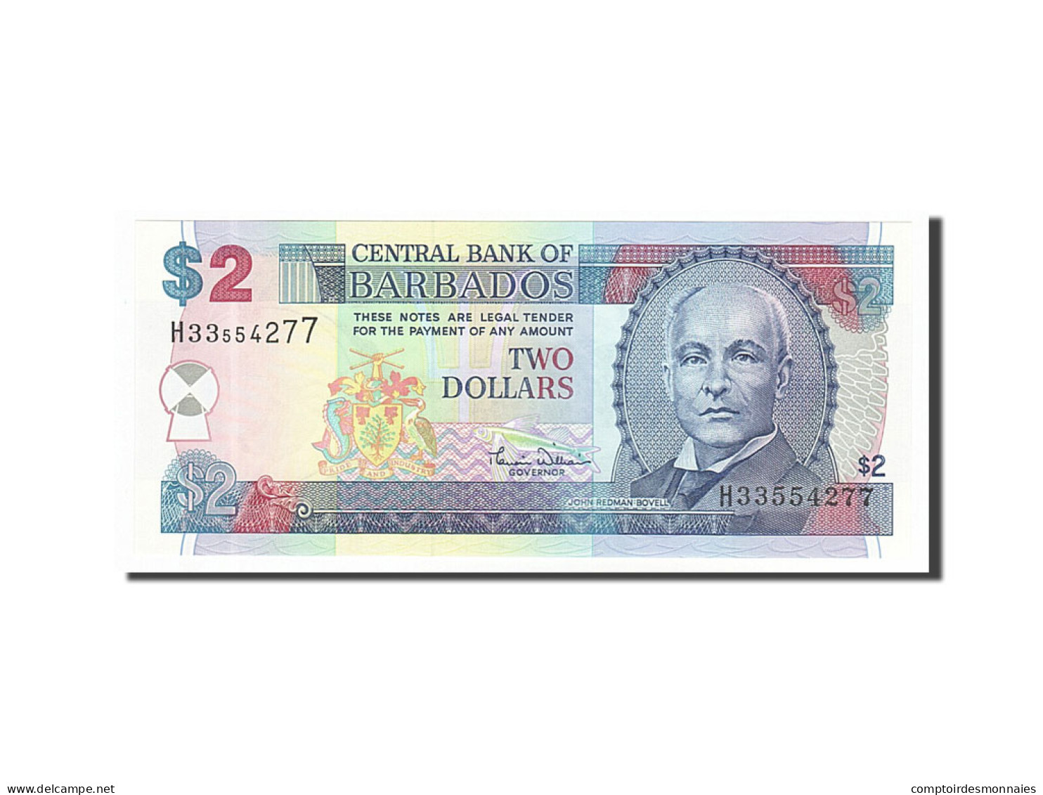 Billet, Barbados, 2 Dollars, 2000, NEUF - Barbades