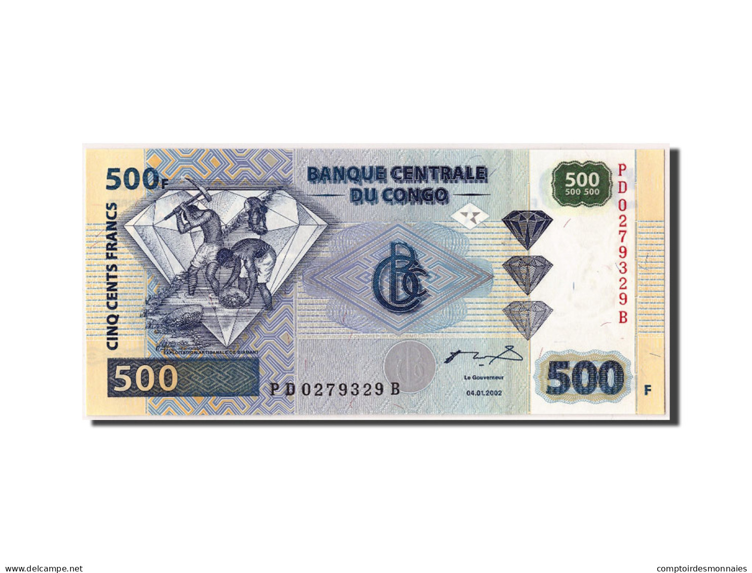Billet, Congo Democratic Republic, 500 Francs, 2002, 2002-01-04, NEUF - Repubblica Democratica Del Congo & Zaire
