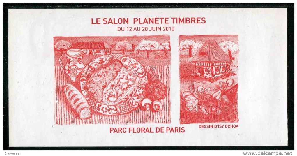 Feuillet Gommé Rouge "Le Salon Planète Timbres 2010 - Parc Floral De Paris" - Documents De La Poste