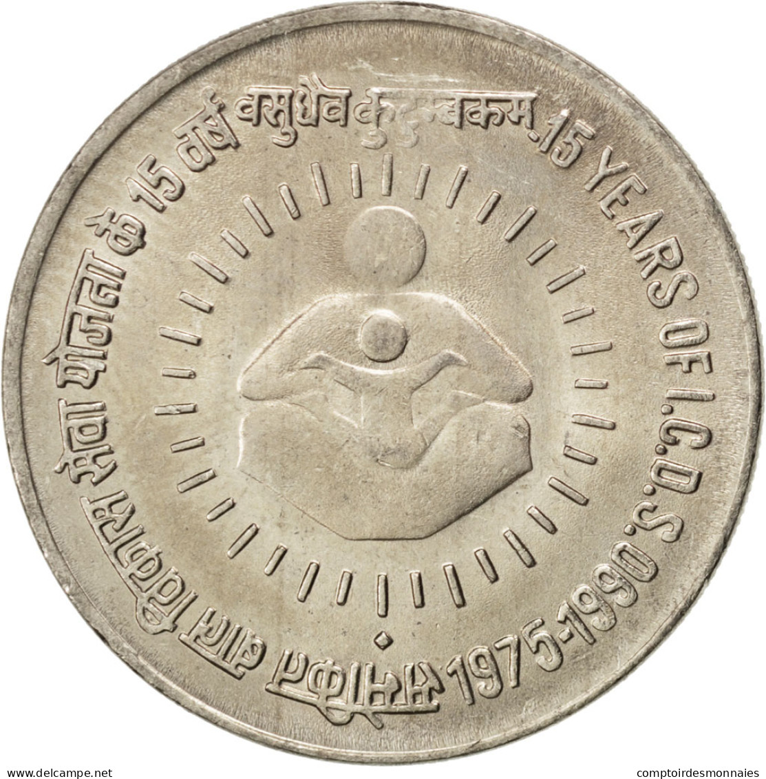 Monnaie, INDIA-REPUBLIC, Rupee, 1990, SPL, Copper-nickel, KM:86 - Inde