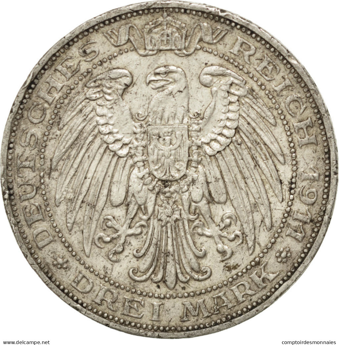 Monnaie, Etats Allemands, PRUSSIA, Wilhelm II, 3 Mark, 1911, Berlin, TTB - Other & Unclassified