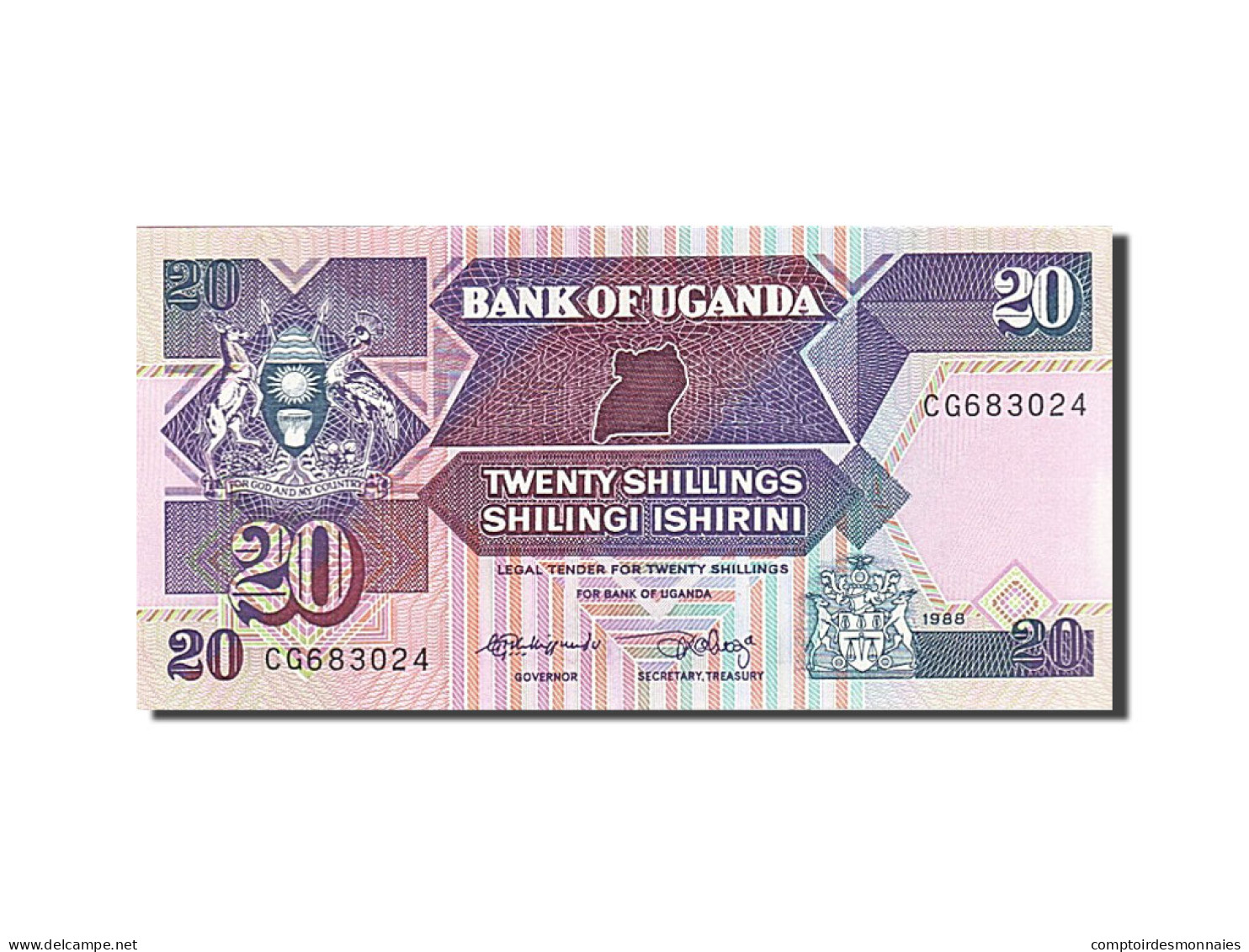 Billet, Uganda, 20 Shillings, 1988, SPL - Uganda