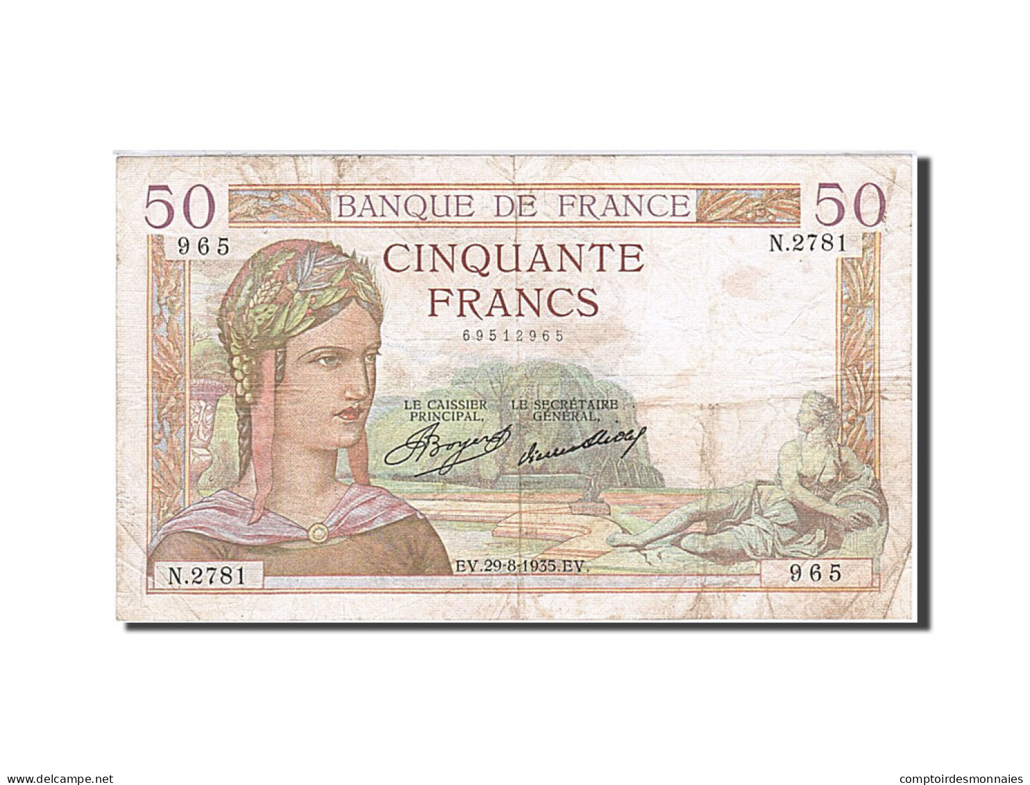 Billet, France, 50 Francs, 50 F 1934-1940 ''Cérès'', 1935, 1935-08-29, TB+ - 50 F 1934-1940 ''Cérès''