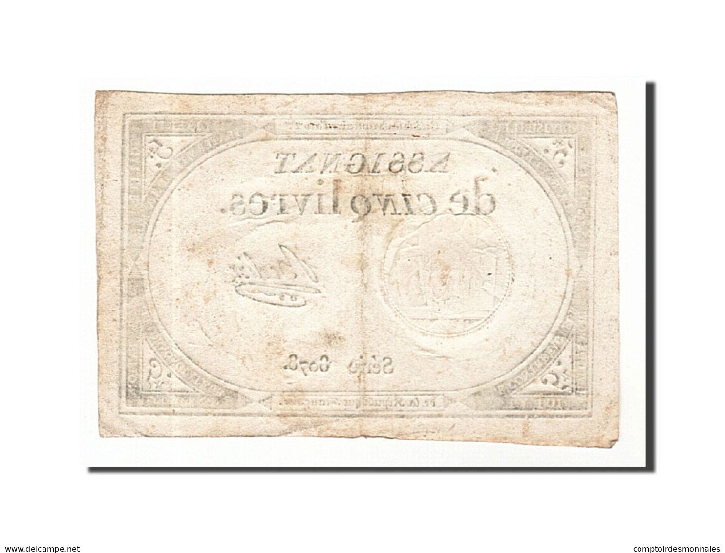 Billet, France, 5 Livres, 1793, Berlioz, TTB, KM:A76, Lafaurie:171 - Assignats