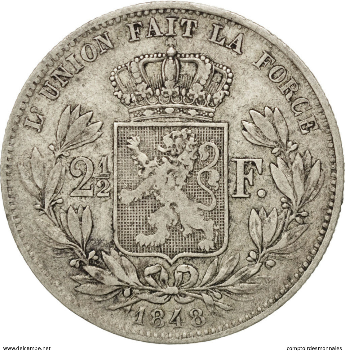 Monnaie, Belgique, Leopold I, 2-1/2 Francs, 1848, Bruxelles, TTB, Argent, KM:11 - 2 ½ Frank